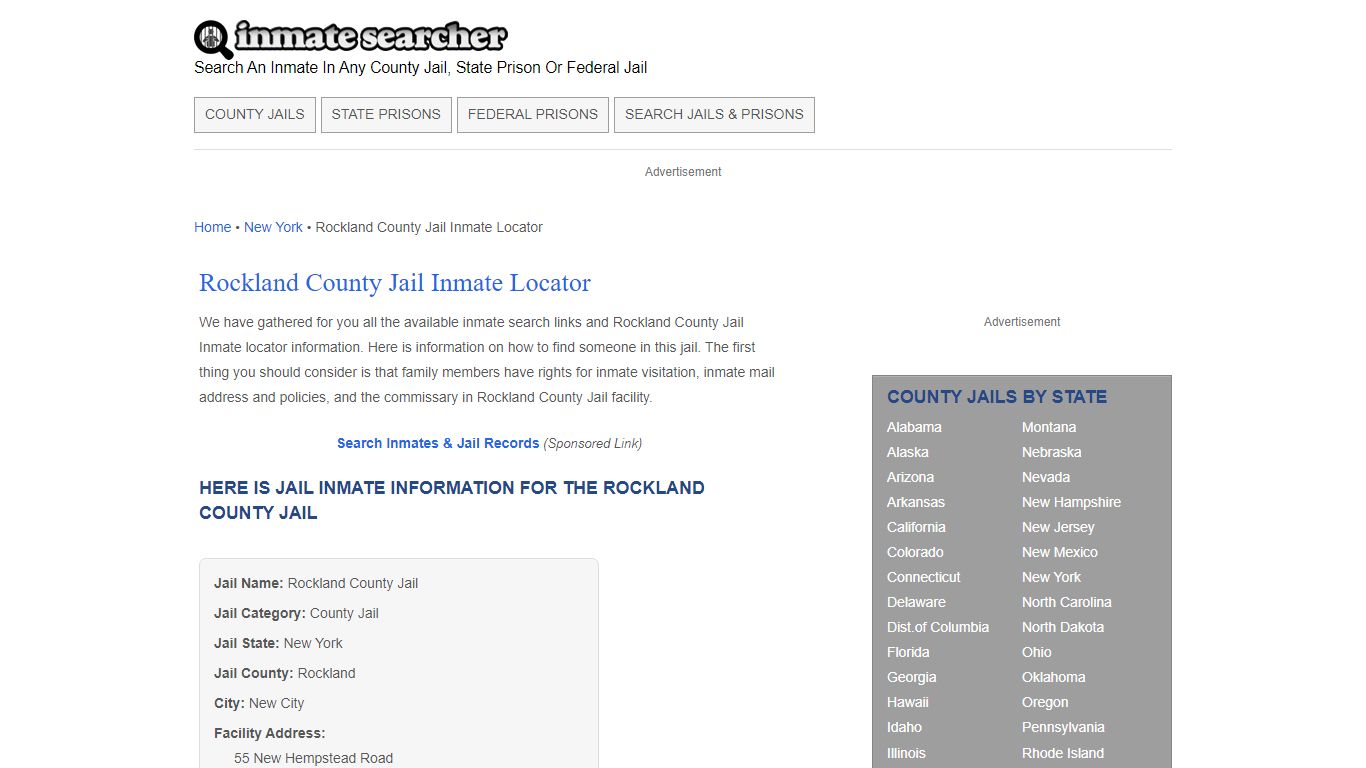 Rockland County Jail Inmate Locator - Inmate Searcher